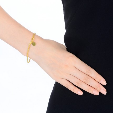 周生生 足金黄金手链女款侧身波浪水波纹黄金首饰品