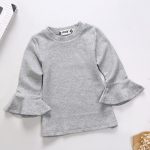 超仔棒 女童长袖t恤 秋装打底衫 上衣 春秋装圆领喇叭袖卫衣 7色可选