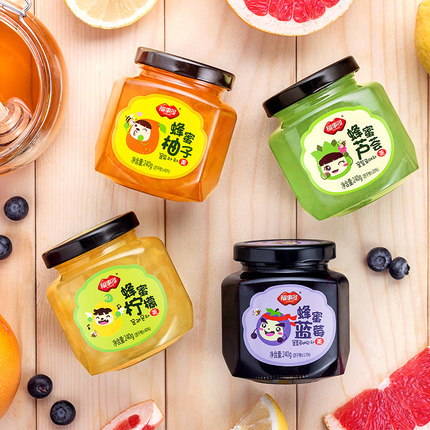 福事多 蜂蜜柚子+柠檬+芦荟+蓝莓水果茶240g*4口味 韩国风味冲饮品