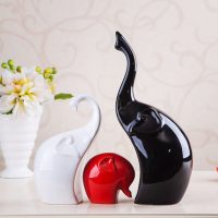 米卢思 创意结婚礼物家居饰品客厅电视柜酒柜装饰品摆件陶瓷大象工艺品