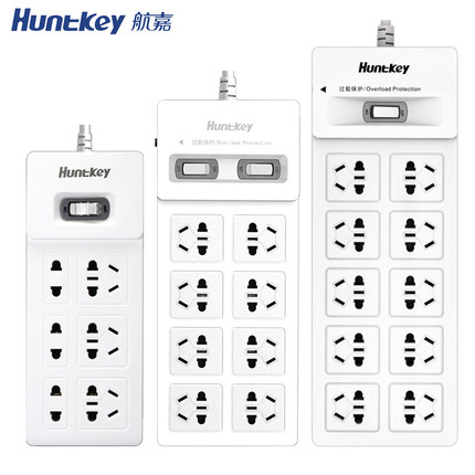 Huntkey航嘉 排插防雷防浪涌接线板开关插座 防过载电源插板插排