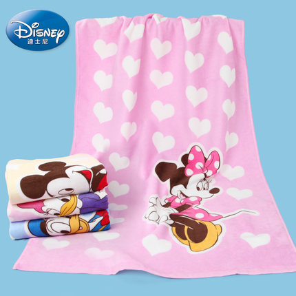 Disney迪士尼 米妮米奇粉嫩浴巾 纯全棉儿童宝宝卡通浴巾