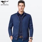 Septwolves七匹狼 男士夹克中年商务薄款外套立领茄克衫男装纯色2017春季新款