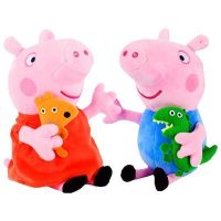 Peppa Pig小猪佩奇 正版毛绒玩具 佩琪乔治娃娃公仔一家四口礼盒装 19cm