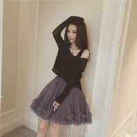 JozzYsion卓茵 2017春装新款女装一字肩连衣裙套装 2色可选