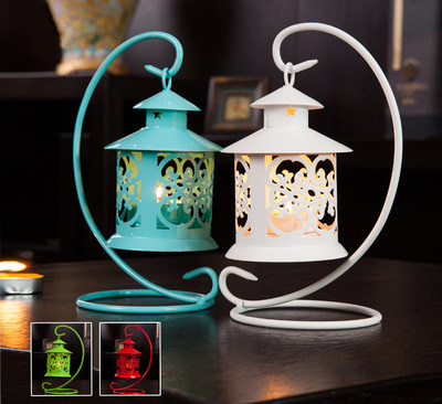 嘉倪家居 欧式迷你挂灯铁艺蜡烛台摆件婚庆创意烛光 浪漫风灯家居装饰品