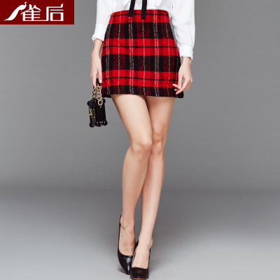 雀后 2017春夏装新款英伦风格子修身包臀短裙百搭半身裙女