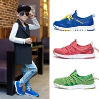 丁小点 儿童鞋男童鞋子春秋款真皮透气网布运动防滑跑步旅游休闲鞋一脚蹬