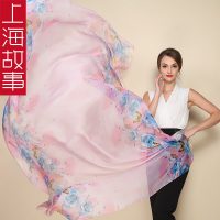 上海故事 百搭女雪纺丝巾披肩春夏百搭纱巾超长印花丝巾沙滩巾