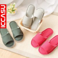 ICCASU 情侣新款男居家地板拖鞋 厚底棉麻室内 春秋棉拖鞋女家居鞋