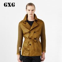 GXG 男装热卖男士时尚修身都市休闲咖色风衣外套