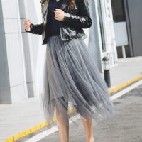 可乐衣 不规则网纱裙半身裙中长款2017春夏新款韩版蓬蓬裙女百搭A字裙子