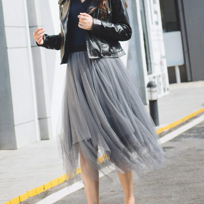 可乐衣 不规则网纱裙半身裙中长款2017春夏新款韩版蓬蓬裙女百搭A字裙子