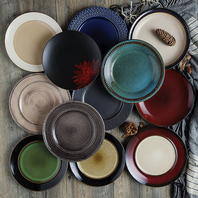 餐石 个性创意餐具纯色陶瓷8英寸盘子饭菜盘家用韩日式西餐盘碟子