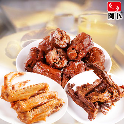 阿卜 武汉特产精武香辣鸭脖子 鸭翅锁骨散装小包装零食大礼包450g