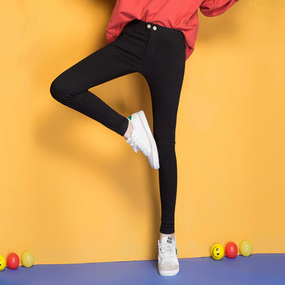 白印雪 韩国魔术裤黑色九分裤小脚裤 紧身显瘦铅笔裤薄款打底裤裤子女冬