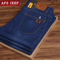 Afs Jeep战地吉普 春季薄款长裤子弹力休闲高腰裤青年男士牛仔裤