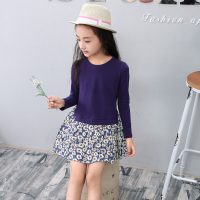 九九宝贝 童装女童长袖连衣裙2017春秋新款红裙子儿童宝宝碎花公主裙韩版