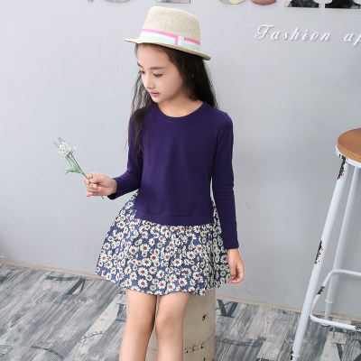 九九宝贝 童装女童长袖连衣裙2017春秋新款红裙子儿童宝宝碎花公主裙韩版