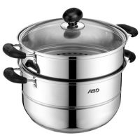 ASD爱仕达 蒸锅304不锈钢三层加厚2层双层蒸笼电磁炉用蒸馒头家用蒸格