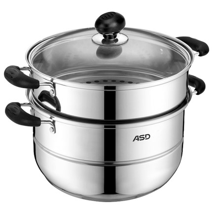 ASD爱仕达 蒸锅304不锈钢三层加厚2层双层蒸笼电磁炉用蒸馒头家用蒸格