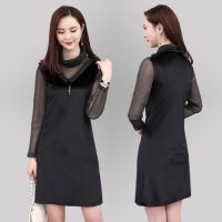 依牧绒 2017新款女长袖春秋潮女装金丝绒打底衫包臀中长款连衣裙衣服t恤 8色可选