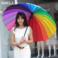 NIELLO奈洛 超大彩虹伞 24骨雨伞女创意小清新长柄伞晴雨伞太阳伞遮阳伞
