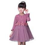 南极人 童装女童连衣裙春季新款宝宝纱裙裙子儿童喇叭袖纯棉公主裙 3色可选