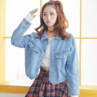 妙芙琳 2017春季新款BF风女式牛仔外套 韩版短款夹克 大码百搭宽松上衣 2色可选