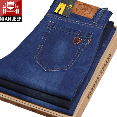 NIANJEEP吉普盾 春夏新款牛仔裤 男士高腰商务直筒裤男弹力休闲宽松长裤