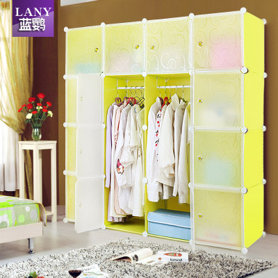 蓝鹦 成人简易衣柜塑料布艺单人组装折叠衣橱组合收纳柜简约现代
