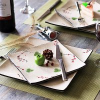 素宝 西餐盘子 平盘牛排盘套装 10寸家用创意欧式陶瓷餐具方形水果大盘