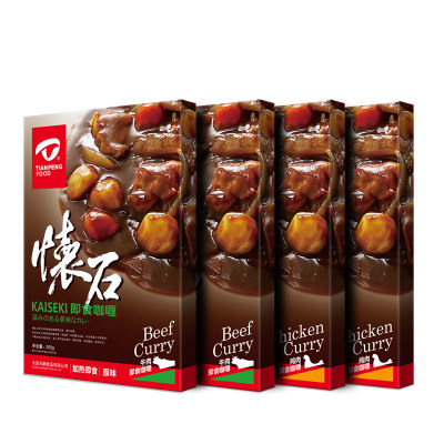 天鹏 即食咖喱200g*4盒 鸡肉牛肉原味微辣速食咖喱饭 咖喱酱