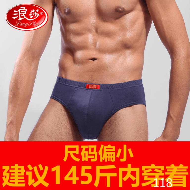 浪莎 男士内裤衩男纯棉宽松三角裤青年全棉短裤头小码舒适4条