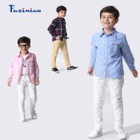 法姿鸟 新款童装男童长袖衬衫春秋装儿童衬衣韩版中大童春夏款白衬衫潮童