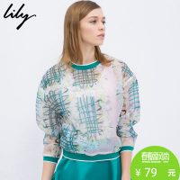 Lily丽丽 新款女装通勤清新印花两件套套头长袖T恤115140I8102