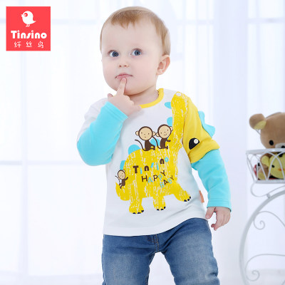 纤丝鸟 童装宝宝纯棉长袖秋装儿童T恤男童上衣女童打底衫婴儿衣服