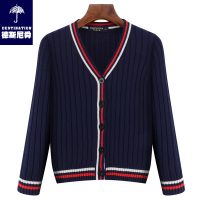 德斯尼舜 女童男童纯棉针织开衫早春新款韩版宝宝v领毛衣外套