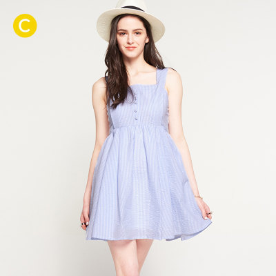 cachecache 复古吊带方格连衣裙 3379013483