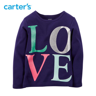 Carter's凯得史 1件式紫色长袖上衣T恤闪亮简约全棉婴儿童装235G017