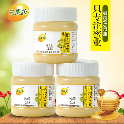 三蜜坊 长白山椴树雪蜜白蜜天然纯农家自产原蜜天然结晶蜂蜜250g*3瓶