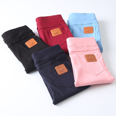 南极人 春装女童打底裤春秋外穿铅笔儿童装宝宝休闲大童加绒款牛仔长裤子