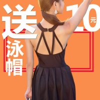 颖熙梦 2017新款泳衣女连体裙式平角保守遮肚小胸聚拢显瘦露背女士游泳衣