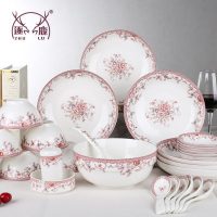 逐鹿 浪漫风情餐具套装 骨瓷碗碟套装中式家用碗具碗盘家用礼品
