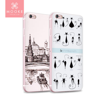 MOOKE 苹果6plus手机壳保护套iPhone硅胶全包浮雕彩绘男女款个性
