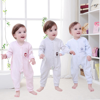 好呗亲 新生儿长袖哈衣婴儿衣服春秋纯棉夏季睡衣新品男宝宝彩棉连体爬服