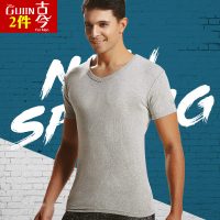 GUJIN古今 男士背心春夏纯棉青少年T恤休闲运动内衣短袖上衣透气2件装