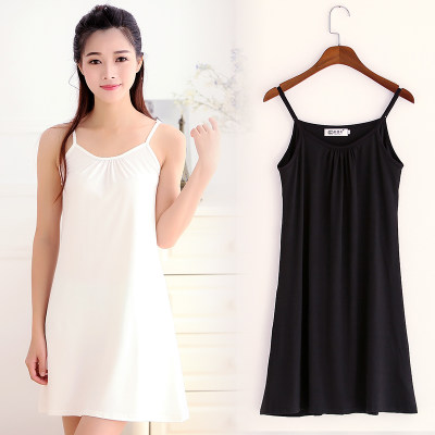 韩香媛 春夏新款女上衣中长款大码性感内搭背心吊带打底裙内衬裙