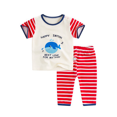 puppyteer博彼特 宝宝睡衣婴儿夏装儿童空调服男童短袖衣服纯棉内衣套装外出服