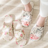凯柏蒂威 冬夏季家居四季男女情侣棉麻亚麻拖鞋居家室内木地板软底防滑布春